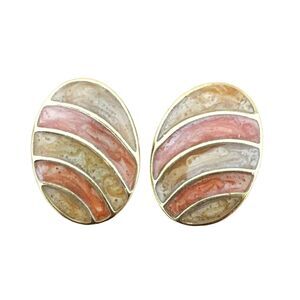 1970s Vintage Earth Tones Enamel Clip-On Earrings